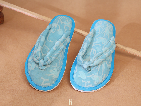 Printed Design Blue Cotton Slippers
