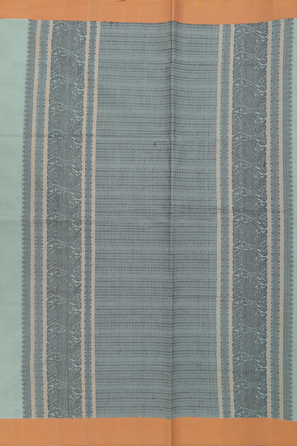 Coimbatore Cotton Saree In Dusty Green With Paisley Buttas
