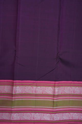Traditional Border Plain Plum Purple Kanchipuram Silk Saree