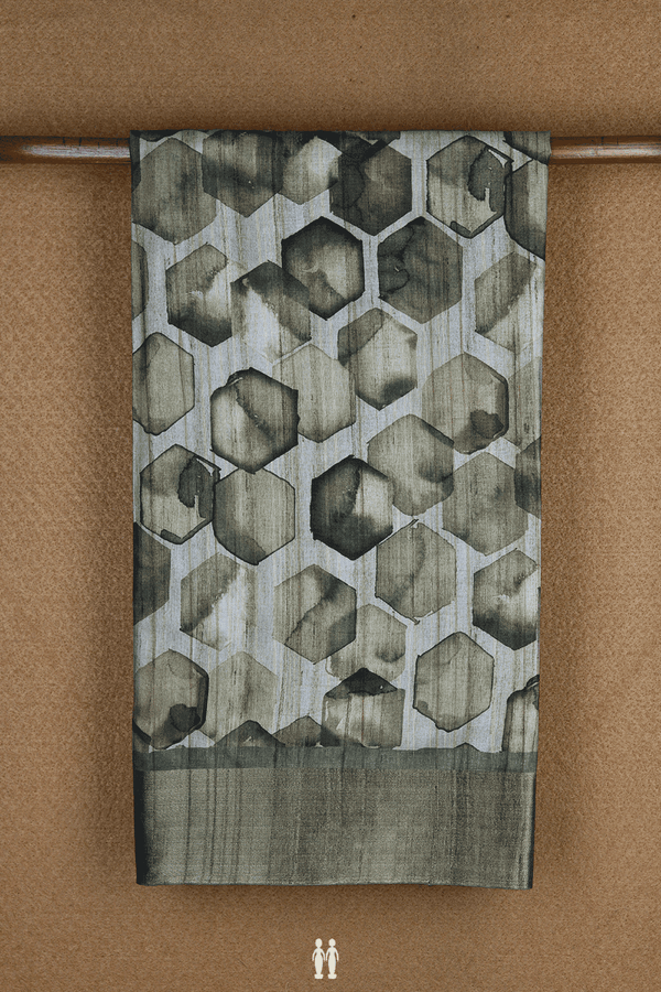 Allover Printed Design Beige Semi Tussar Silk Saree