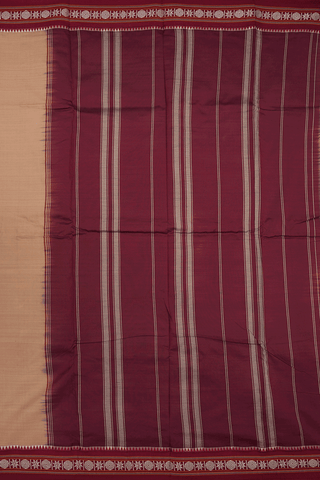 Threadwork Border Plain Biscuit Color Dharwad Cotton Saree