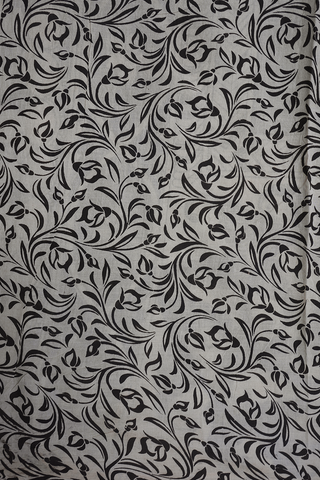 Allover Floral Design Black Printed Kalamkari Cotton Saree