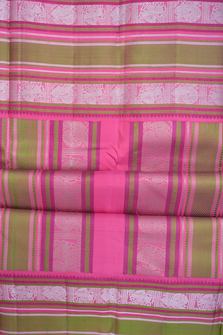 Traditional Border Plain Plum Purple Kanchipuram Silk Saree