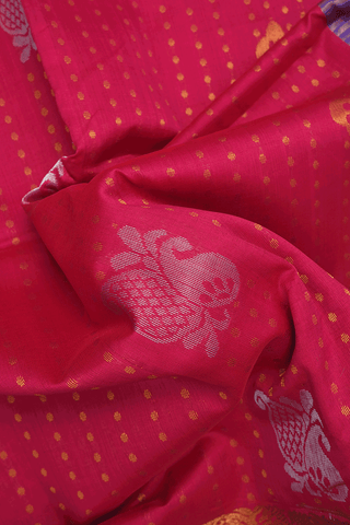 Paisley Floral Buttas Blush Red Traditional Silk Cotton Saree