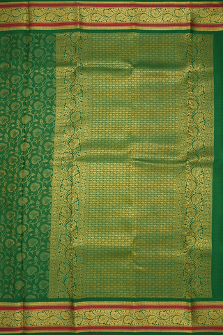 Floral Jaal Zari Design Emerald Green Mysore Silk Saree