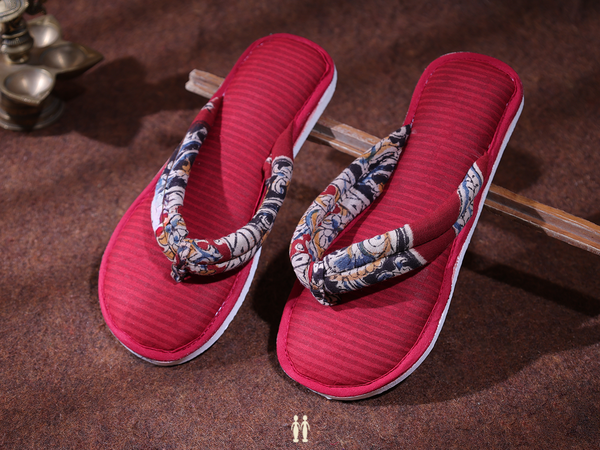 Stripes Design Red Cotton Slippers