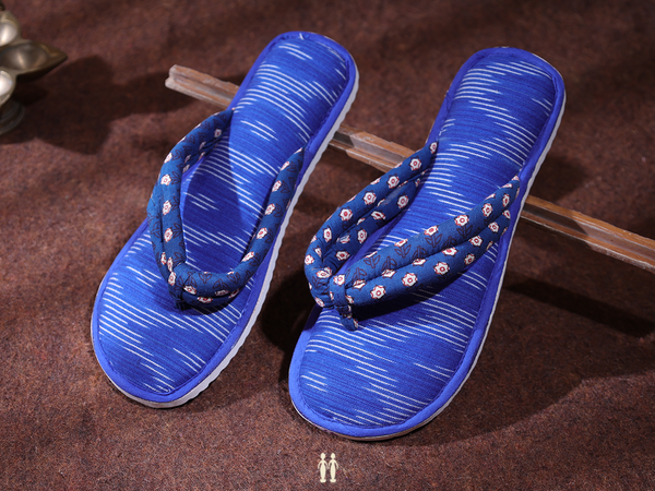 Stripes Design Blue Cotton Slippers