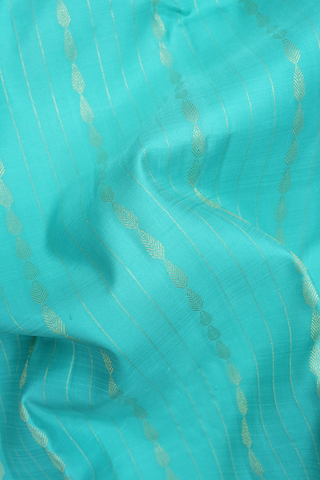 Stripes Design Turquoise Blue Kanchipuram Silk Saree