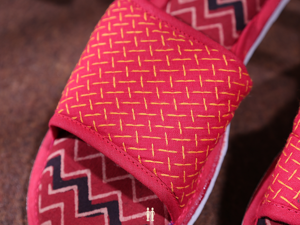 Printed Design Red Cotton Slippers