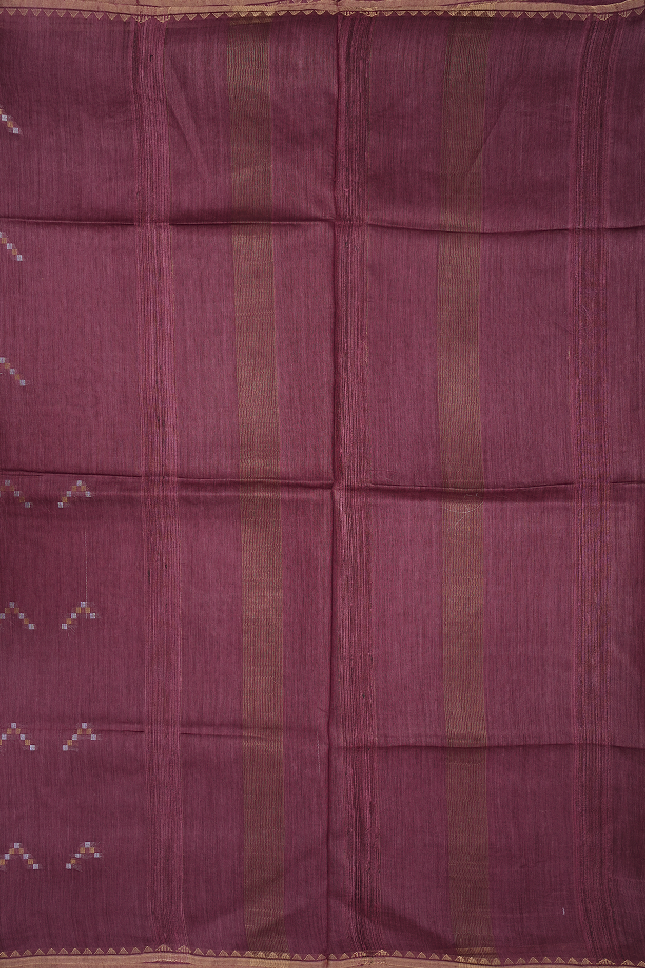 Geometric Zari Motifs Mulberry Purple Tussar Silk Saree