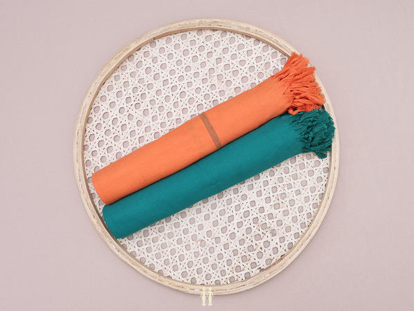 Orange And Green Set Of 2 Cotton Towel