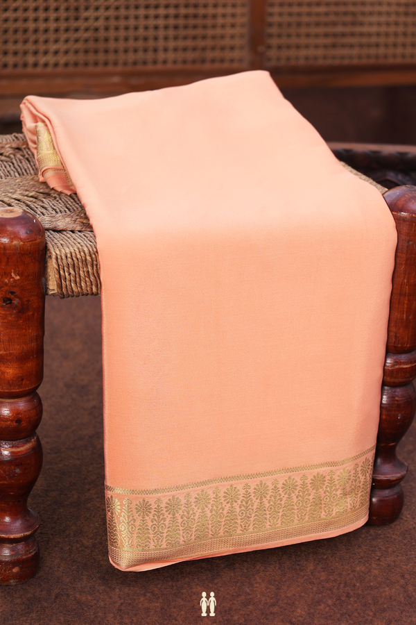 Mysore Silk Saree In Blush Orange With Zari Border