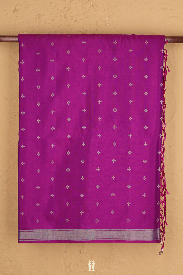 Soft Silk Saree In Purple With Floral Buttis