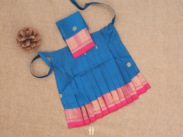 Zari Buttas Blue Silk Cotton Amman Pavadai Set