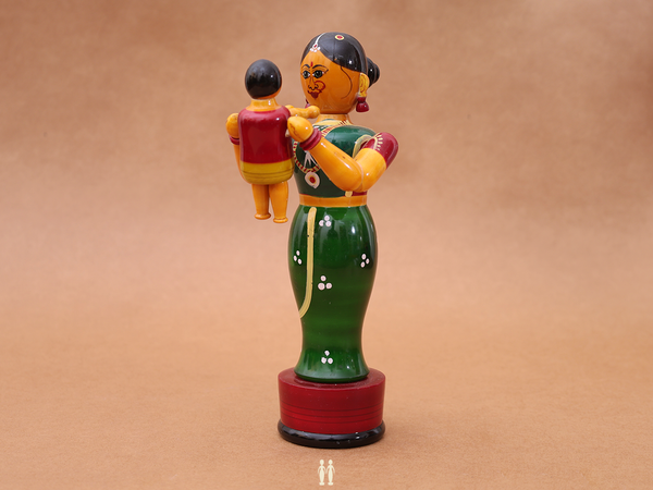 Wooden Handicraft Lady With Child For Showpiece