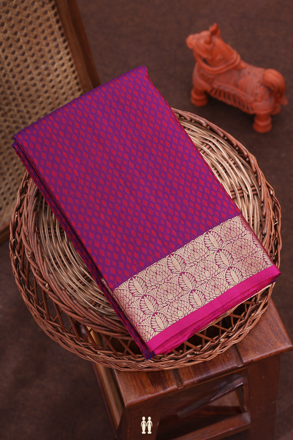 Kanchipuram Silk Saree In Purple With Jacquard Pattern
