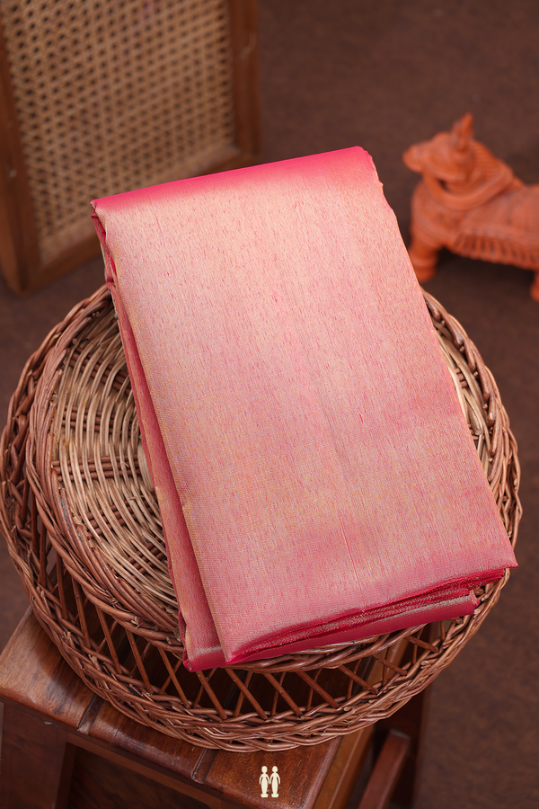 Kanchipuram Silk Saree In Reddish Pink With Step Border