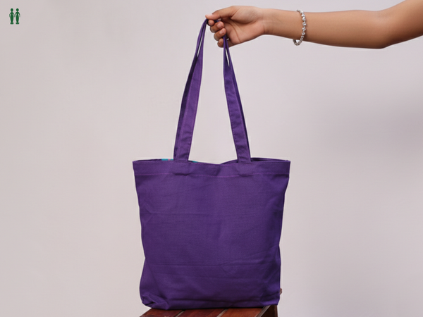 Printed Design Purple Cotton Hand Bag
