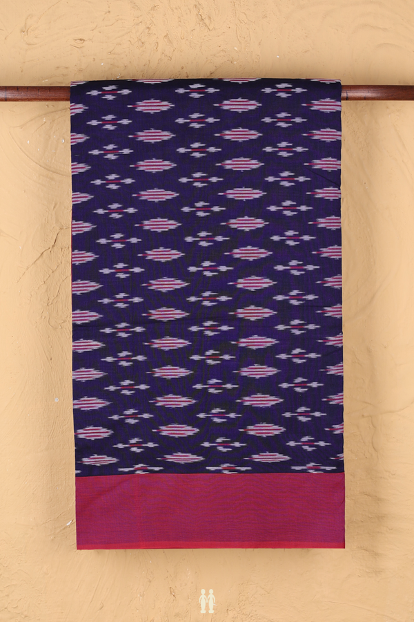 Pochampally Cotton Saree In Dark Purple With Printed Design