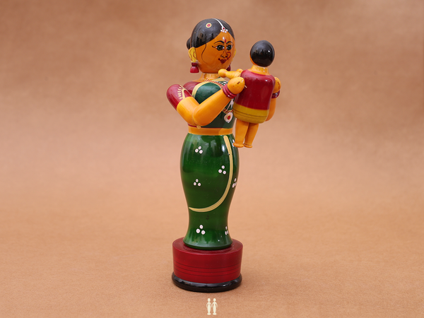 Wooden Handicraft Lady With Child For Showpiece