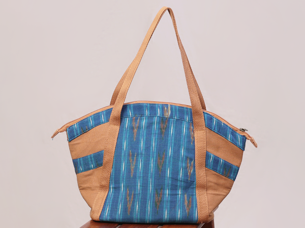 Printed Design Blue Cotton Hand Bag