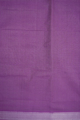 Zari Checked Design Grape Purple Mangalagiri Cotton Saree
