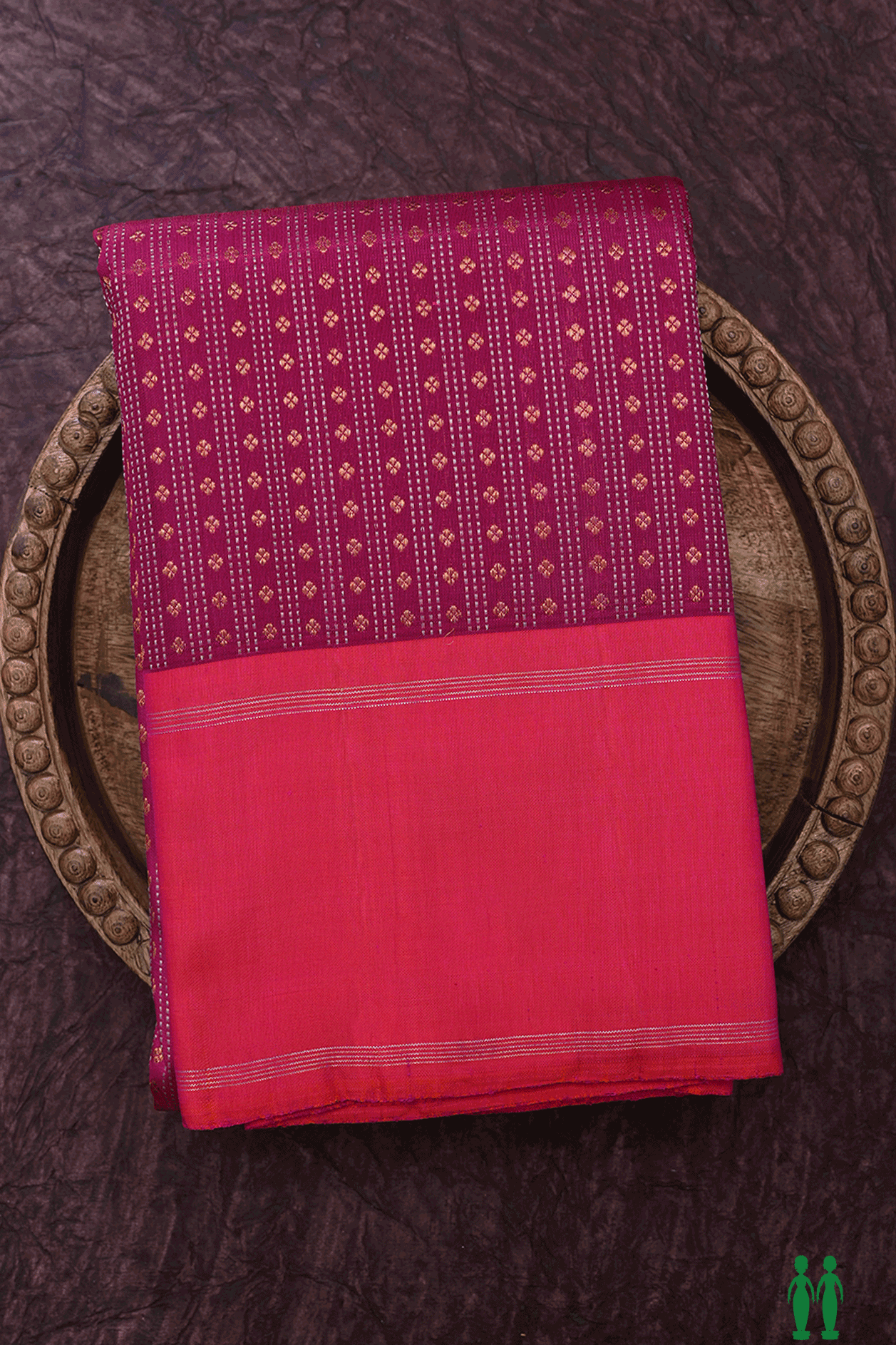 Zari Stripes With Buttis Magenta Kanchipuram Silk Saree