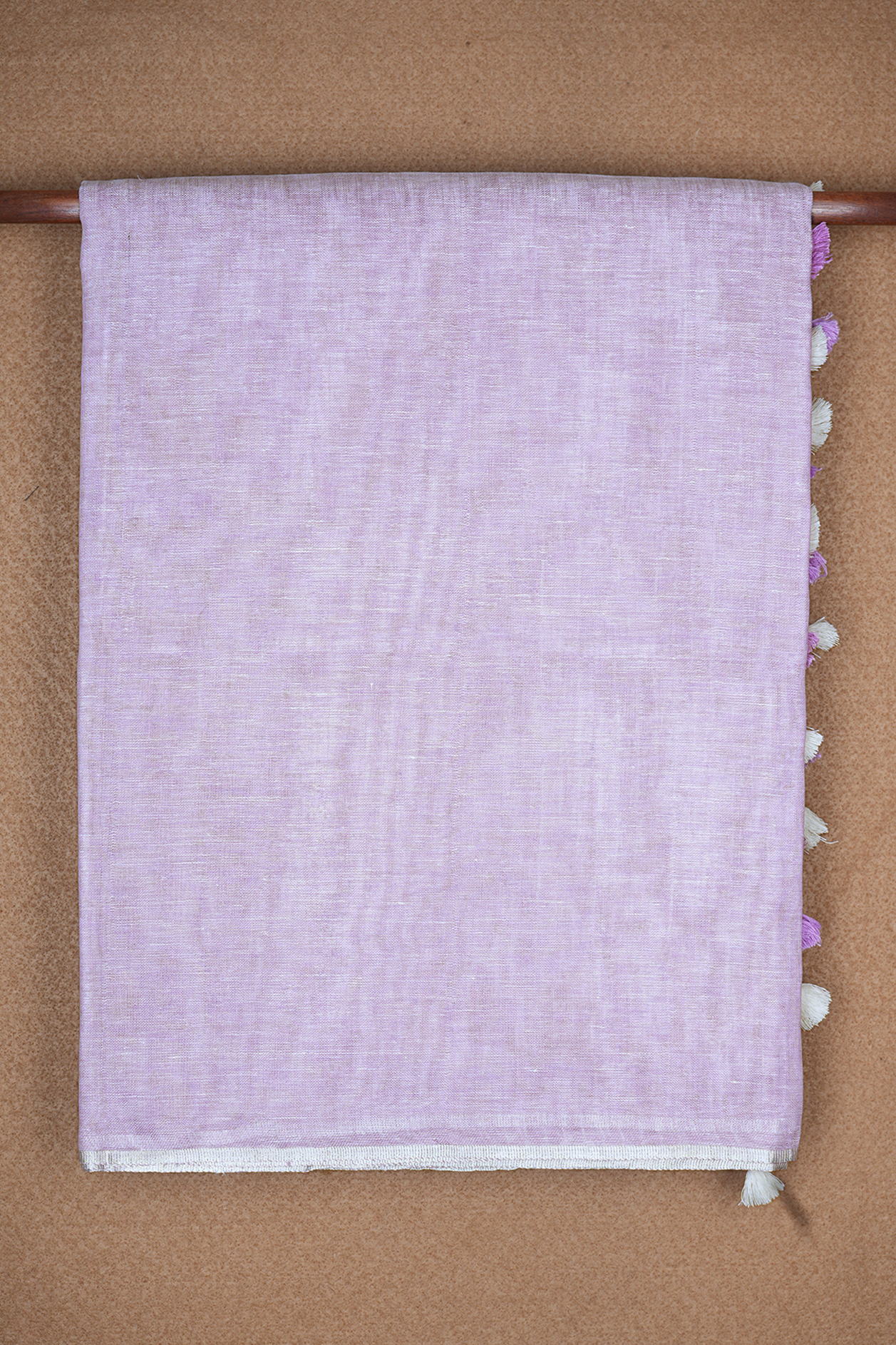 Plain Pastel Purple Semi Linen Saree