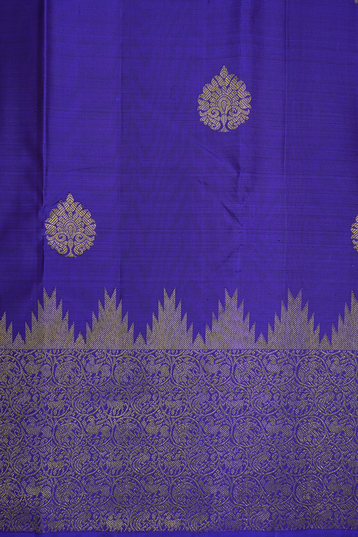 Floral Buttas Royal Blue Kanchipuram Silk Saree