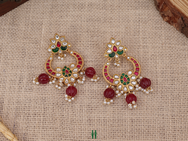 Contrast Design Chandbali Gold-Plated Silver Earrings