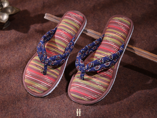 Stripes Design Multicolor Cotton Slippers