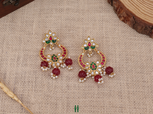 Contrast Design Chandbali Gold-Plated Silver Earrings