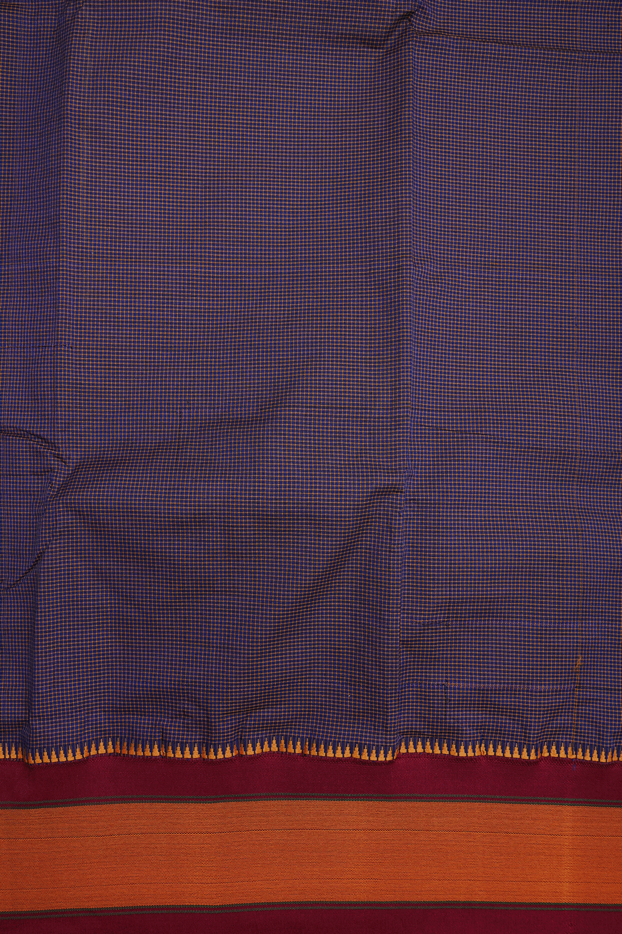 Allover Checks Design Indigo Blue Dharwad Cotton Saree