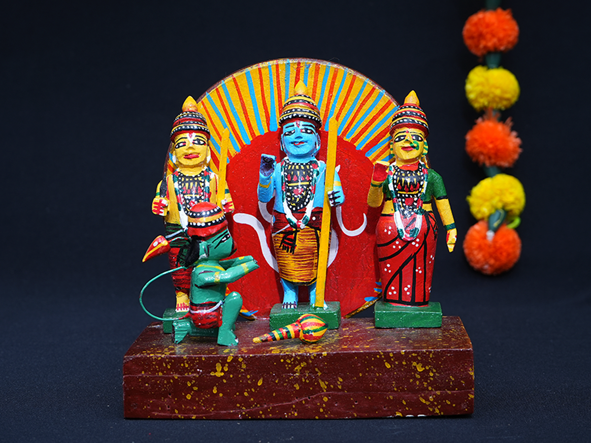 Wooden Ramar, Seetha, Latchumanan And Hanuman Navaratri Set