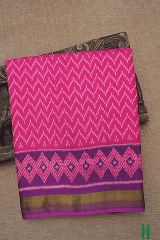 Chevron Design Rani Pink Patola Silk Saree