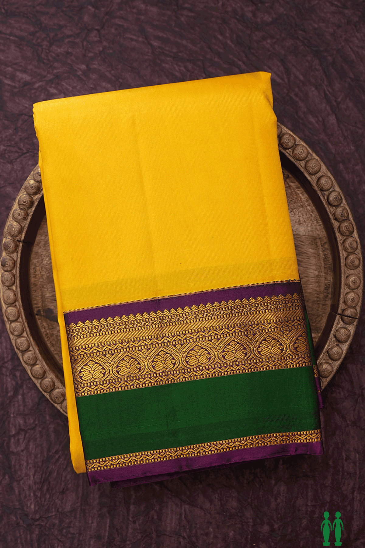 Contrast Korvai Border Honey Yellow Kanchipuram Silk Saree