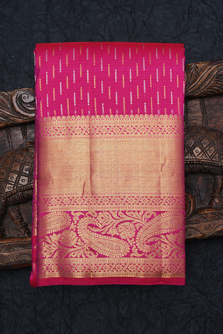 Stripes Design Magenta Kanchipuram Silk Saree