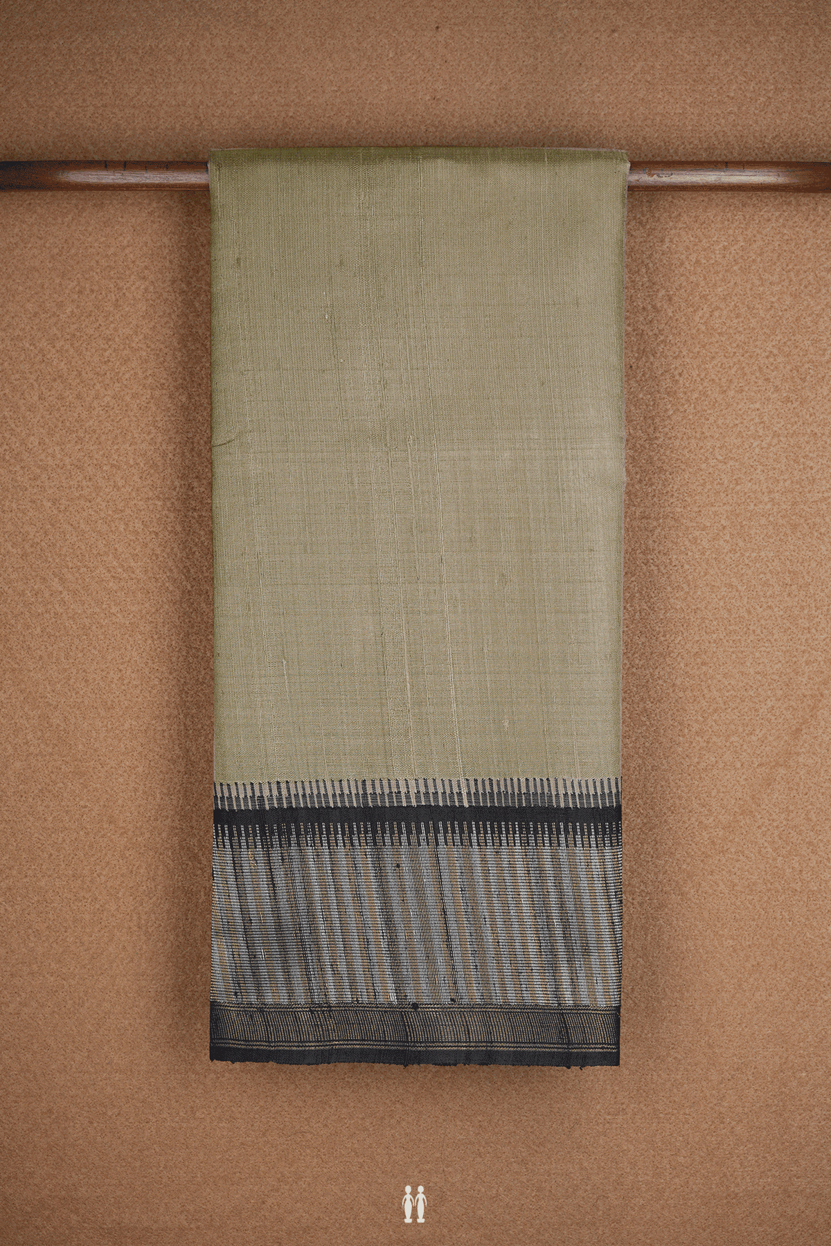 Contrast Zari Border Plain Light Khaki Jute Saree