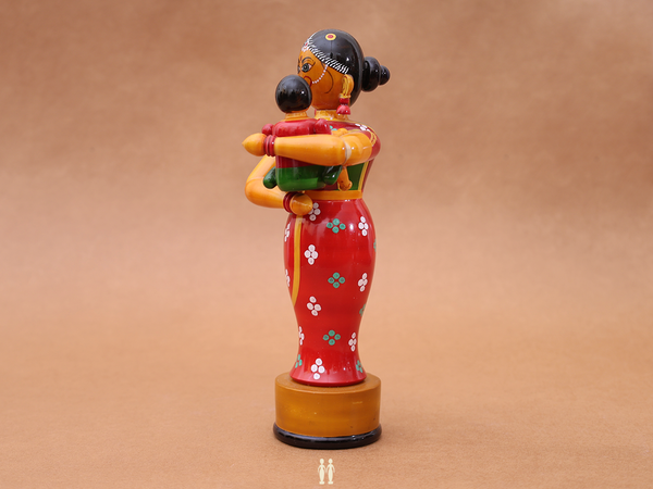 Wooden Handicraft Lady With Child For Showpiece