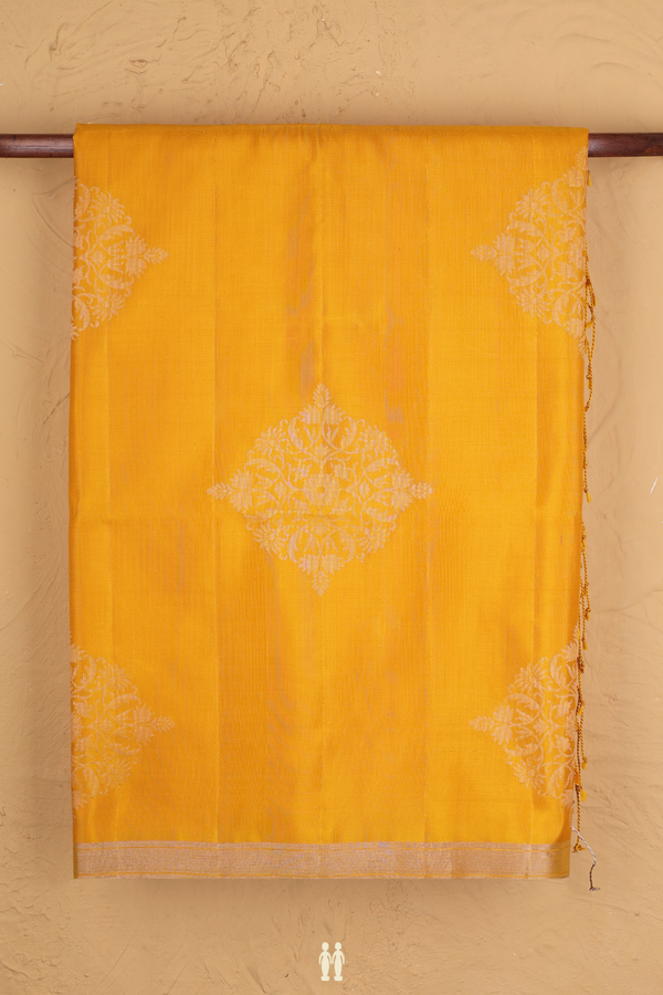 Soft Silk Saree In Golden Yellow With Zari Design
