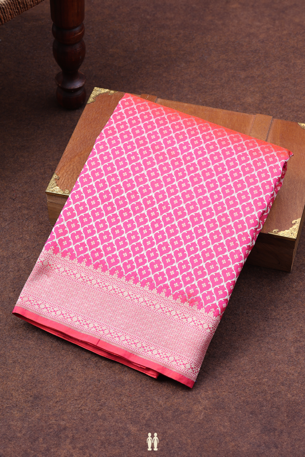 Banarasi Silk Saree In Rani Pink With Ogee Design