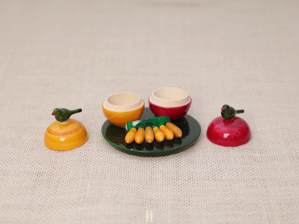 Wooden Manjal Kumkum Set For Show Piece
