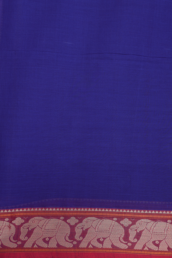 Coimbatore Cotton Saree In Royal Blue With Chevron Design