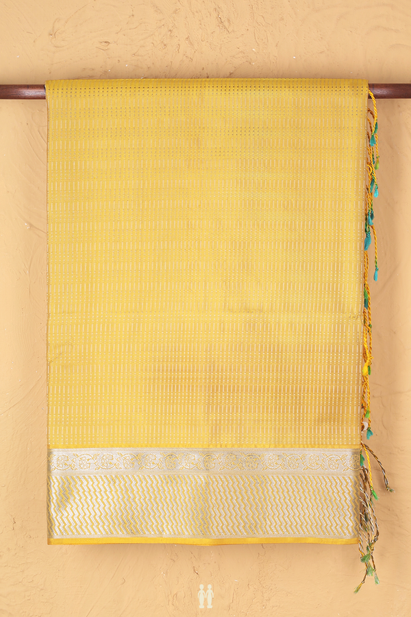 Soft Silk Saree In Yellow With Stripes Design
