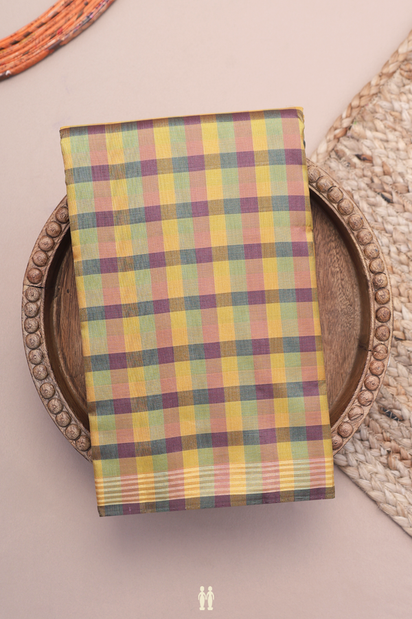 Kanchipuram Silk Saree In Multicolor With Checks Design
