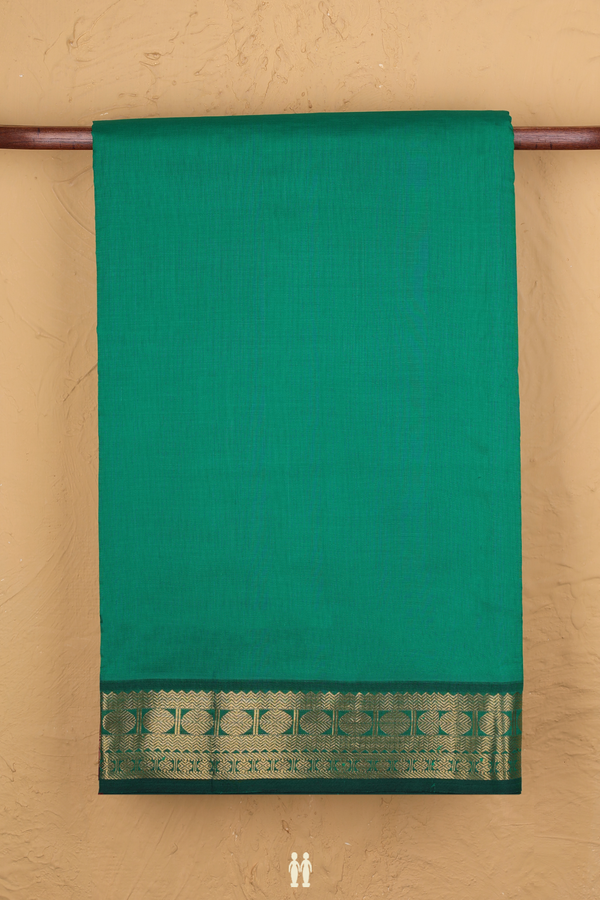 Poly Cotton Saree In Green With Rudraksh Border