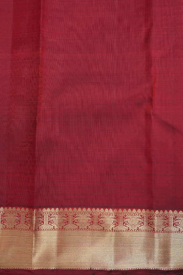 Kanchipuram Silk Saree In Maroon With Stripes Design