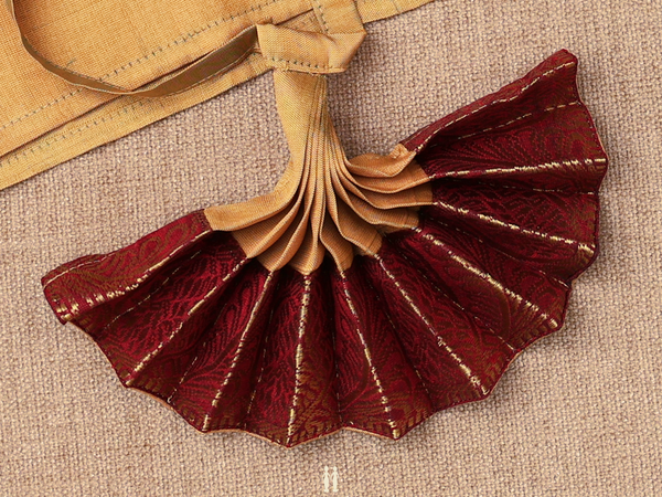 Contrast Border Mustard Silk Cotton Amman Pavadai Set