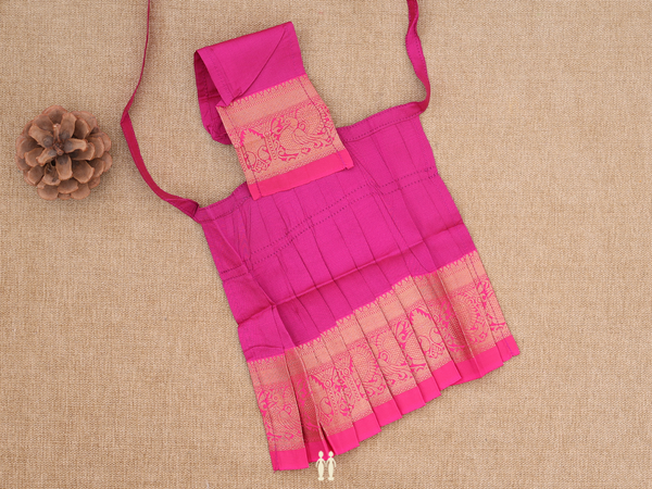 Zari Border Magenta Silk Cotton Amman Pavadai Set