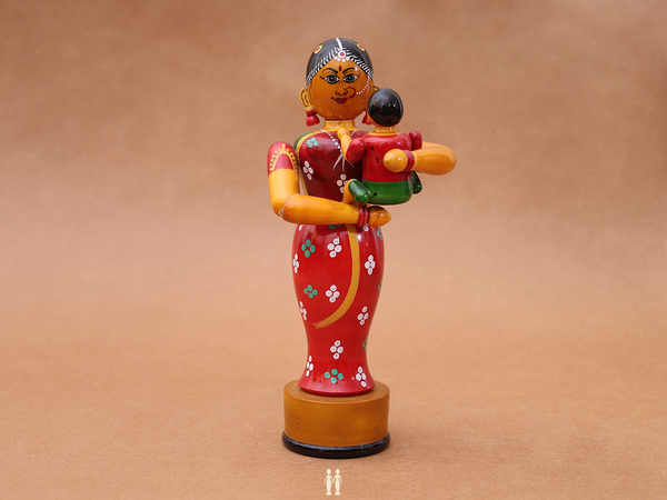 Wooden Handicraft Lady With Child For Showpiece